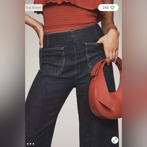 Maeve The Colette Ruffle Hem Crop Wide Leg Jeans in Goethitite Wash Size 32. NWT - Picture 4 of 12